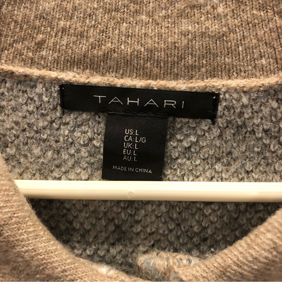 Tahari Neutral Plaid Sweater L - Picture 5 of 9